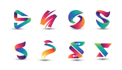 Abstract Colorful S Logo - Set of Letter S Logo - obrazy, fototapety, plakaty