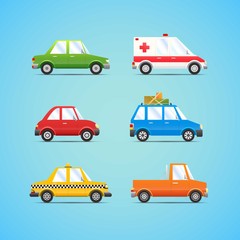 Cars collection in cartoon style