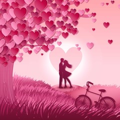 Obraz na płótnie Canvas Kissing couple in a meadow