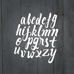 Calligraphy font on wood background
