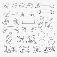 Hand drawn retro ribbons