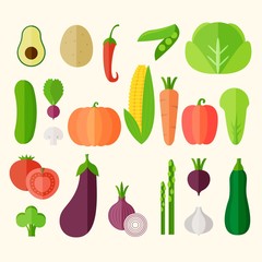 Vegetables icons collection