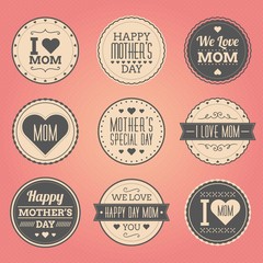 Retro mothers day badges
