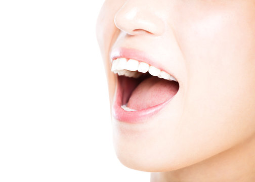 closeup young woman with great healthy white teeth