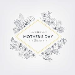 Floral mothers day badge in retro style
