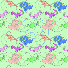Dinosaur  Monster  Emoticons seamless  pattern 
