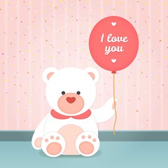 Teddy bear with a romantic balloon