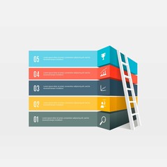 Colorful banners infographic with a ladder - 117433161