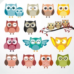 Cute cartoon owls
