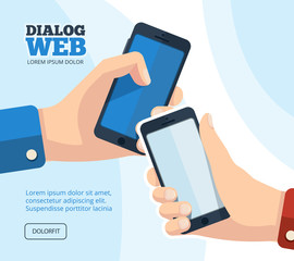hand holding smartphone icons