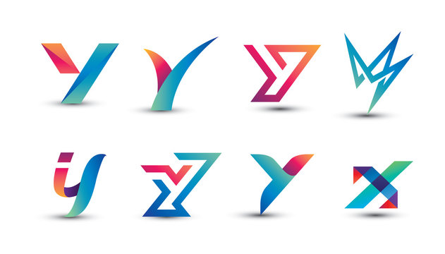 Abstract Colorful Y Logo - Set of Letter Y Logo