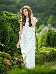 Beautiful young woman in a summer dress.