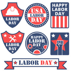 Set of different Labor day badges and stickers