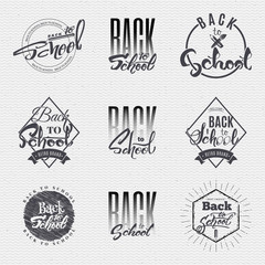 Back to school - labels, stickers, hand lettering, was written with the help of calligraphy skills and collected templates using typographic rules