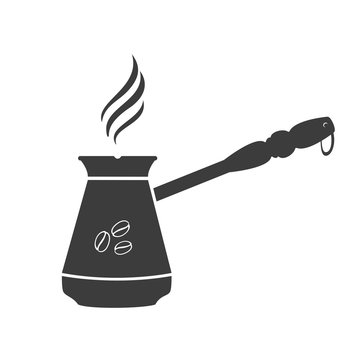 Turkish coffee icon. Turkish coffee Vector isolated on white background. Flat vector illustration in black. EPS 10