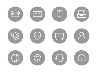 Sleek minimalistic contact icons set 