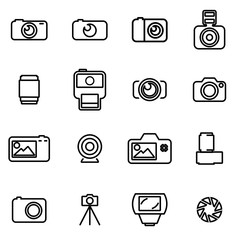 Vector line photo icon set