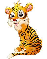 Cute tiger cartoon sitting