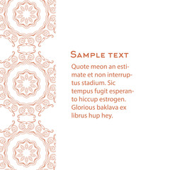 Vector background with celtic, medieval ornament. Template for menu, gift card or packing. Orange color