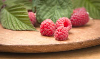 Fresh ripe raspberries in close up