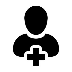 Add User Icon - Man, Profile, Businessman, Person Glyph Vector illustration
