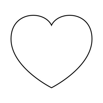 human heart, silhouette, outline love design. Vector illustration isolated on white background