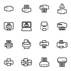 Vector line printer icon set