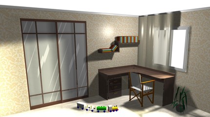 interior design children's room 3D rendering
