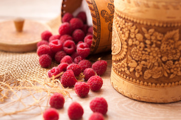 fresh juicy raspberries