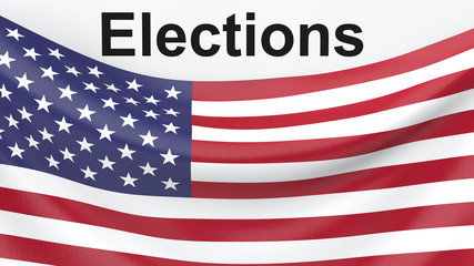 Fototapeta premium 3d render of USA flag and word elections