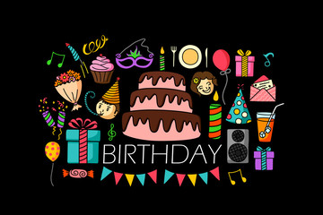 Happy Birthday concept for web design template