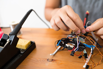 Welding the wire on drone
