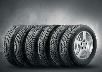 A lot of winter tires with alurim 