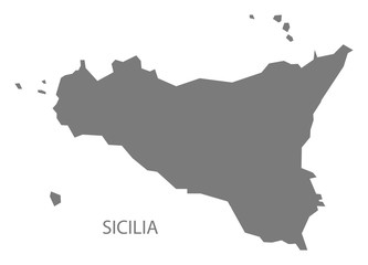 Sicilia Italy Map grey