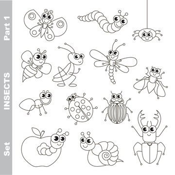 Small insects set in vector.