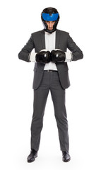 Businessman in boxing gloves
