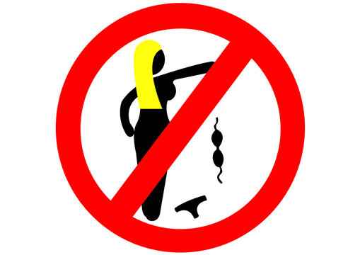 Illustration FKK verboten; Verbotsschild; ausziehen; Bikini; nackt; Freik&ouml;rperkultur; verboten; 
