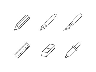 Drawing and painting tools icons