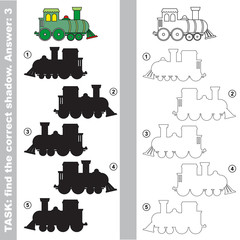 Naklejka premium The toy locomotive. Find true correct shadow.