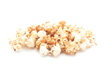 Popcorn on white background.