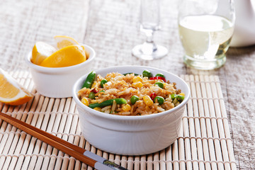 fried rice with vegetables beans peas corn © koss13