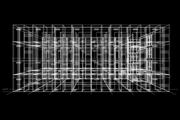 architecture abstract, 3d illustration, Top view building structure, floor plan