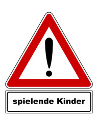 Warnschild mit Ausrufezeichen und Zusatzinformation