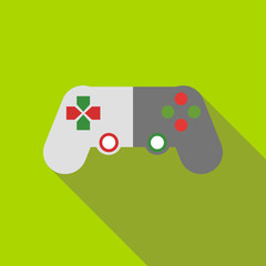 Game joystick icon in flat style on a green background