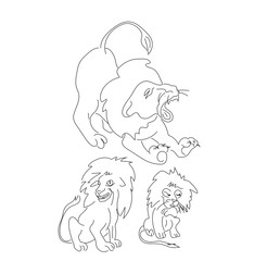 silhouette baby lion in different poses
