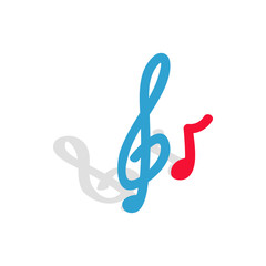 Fototapeta premium Music key and note icon in isometric 3d style on a white background