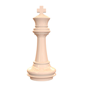  チェスの駒でキングの白く光り輝く3Dレンダリング画像