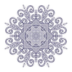 Hand-drawn outline Mandala for coloring book, isolated round ornament, decorative oriental vector, anti-stress therapy pattern, EPS 10