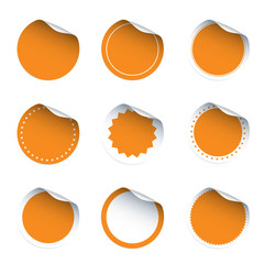 Set of orange vector stickers