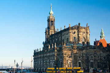 Fototapeta na wymiar The Catholic Church of the Royal Court of Saxony in Dresden, Germany
